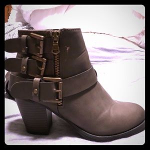 Army green ankle booties